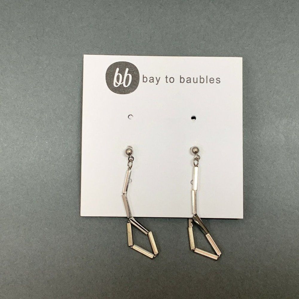 Bay to Baubles Daragh‎ Square Beaded Dangling Earrings Silver-tone NIB